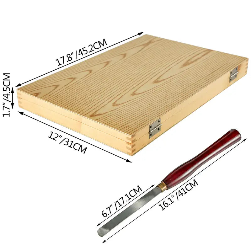 Wood Lathe Chisel Set 8 Pieces with Storage Case - High Speed Steel Blades, 16.14" Length, Wooden Handles, Optional Colors