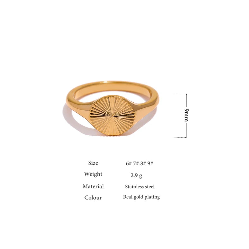Golden Geometric Stainless Steel Ring for Women - Statement Jewelry, Multiple Sizes
