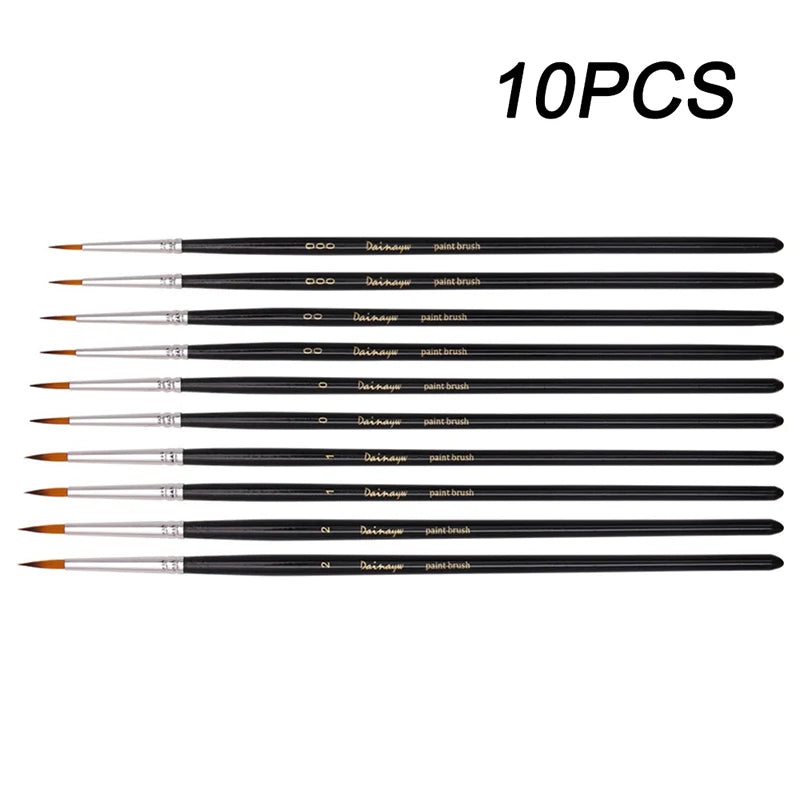 Miniature Detail Paint Brush Set - 10 Soft Fine Art Brushes for Acrylic Watercolor Oil Painting & Model Making