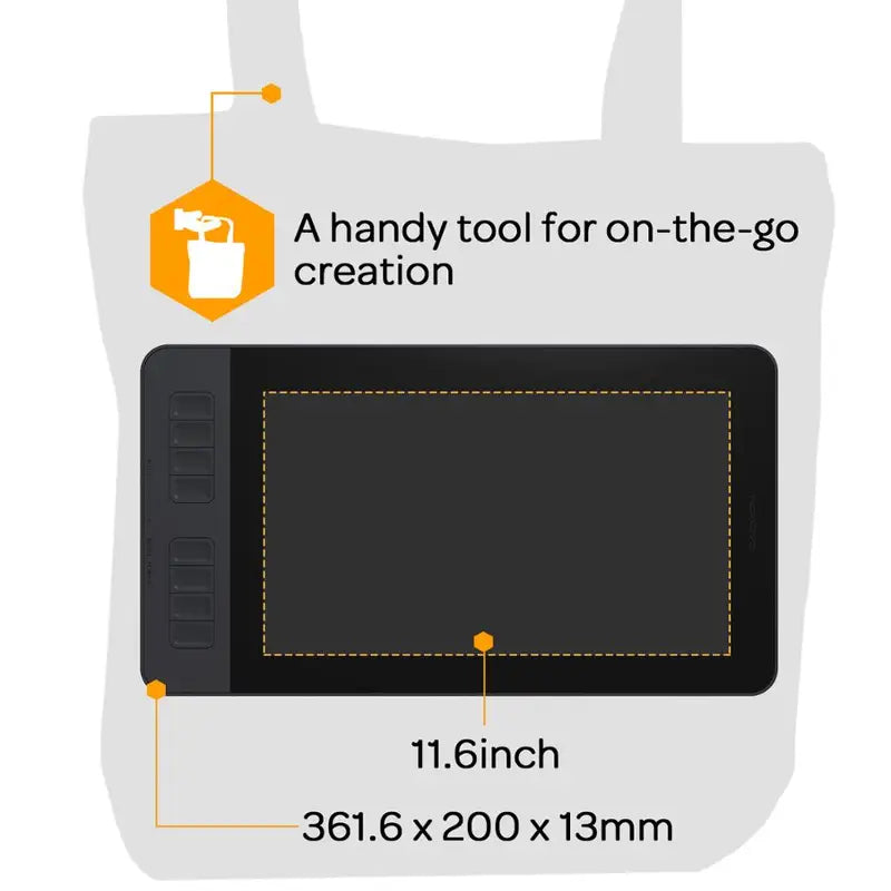 11.6 Inch Graphics Drawing Tablet with Full HD IPS Screen, 8 Shortcut Keys & Battery-Free Stylus