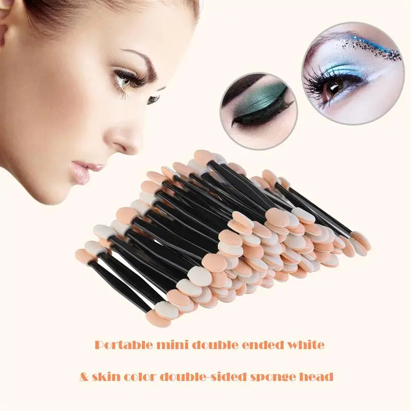 Makeup Eye Shadow Brush Set 30/50/100 Pcs Dual Sided Sponge & Nylon