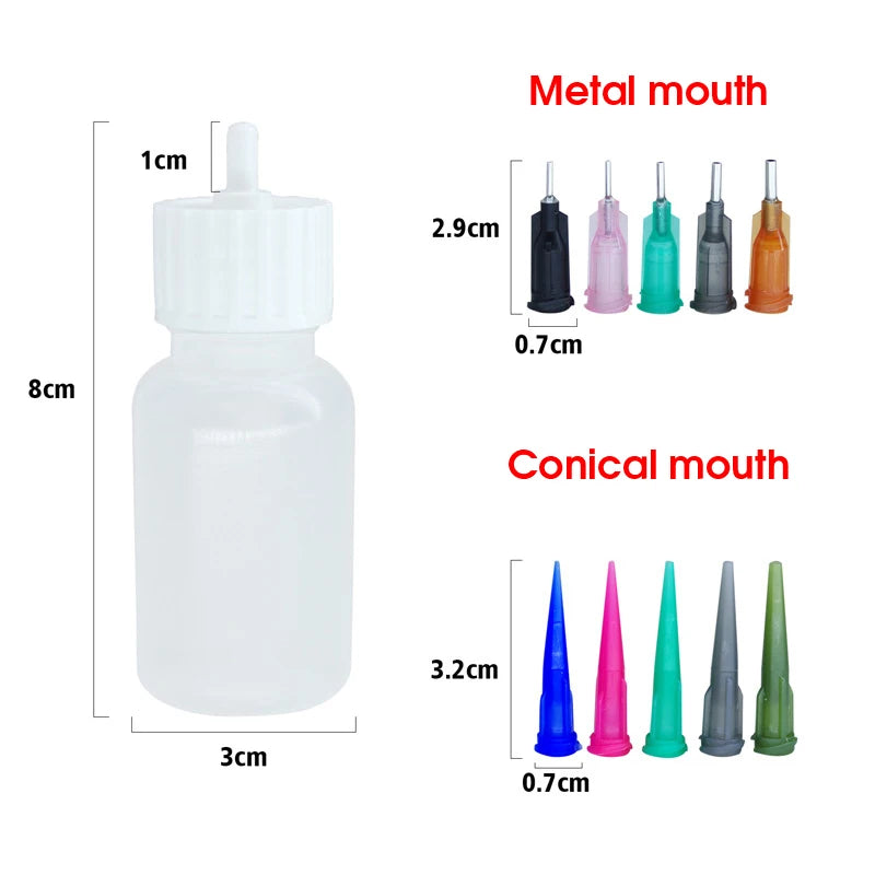 Professional Henna Bottle Set for Tattoo Stencil & Body Paint - Nozzles Included