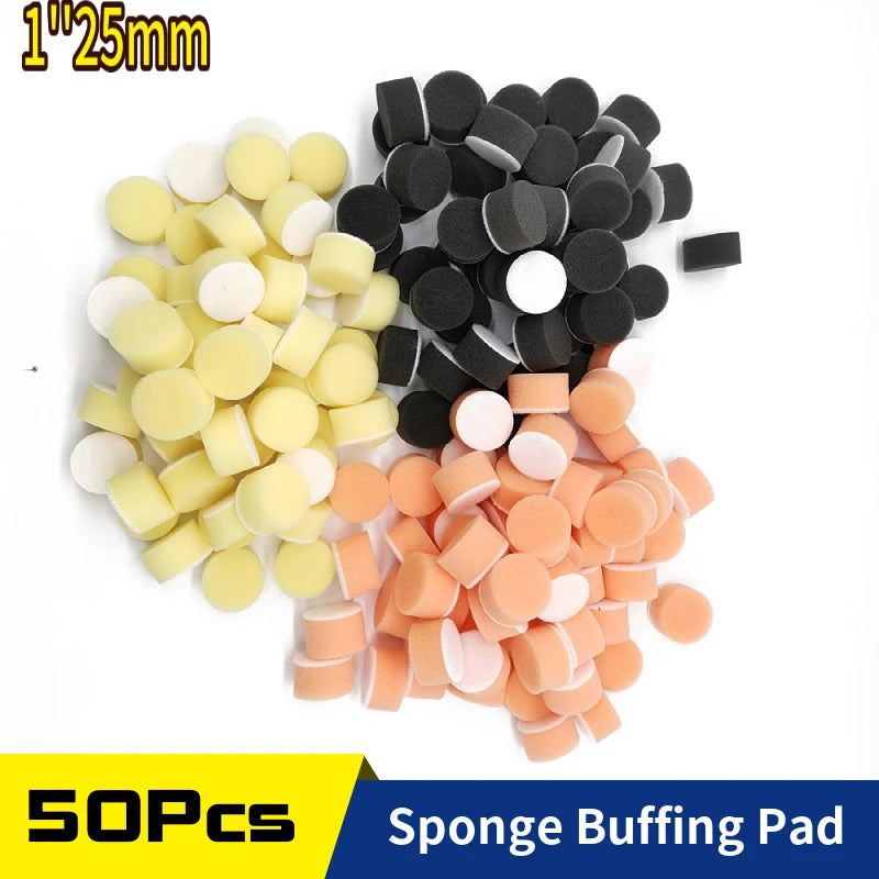 25mm 50Pcs Car Polishing & Buffing Sponge Pads Set - Waxing Buffer Tools