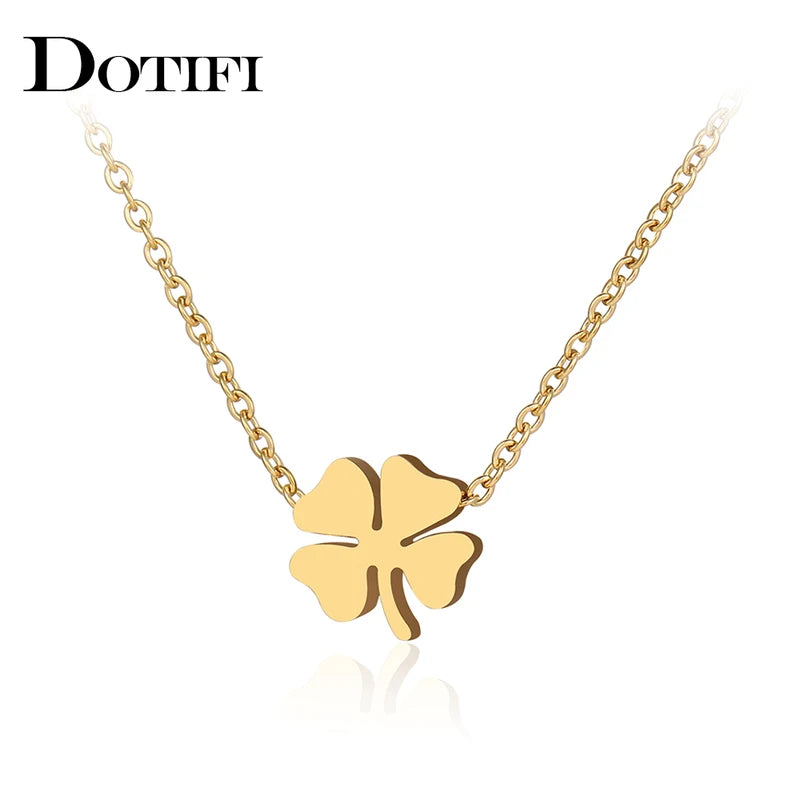 Men's & Women's Four Leaf Clover Stainless Steel Necklace - Classic Fashion Pendant