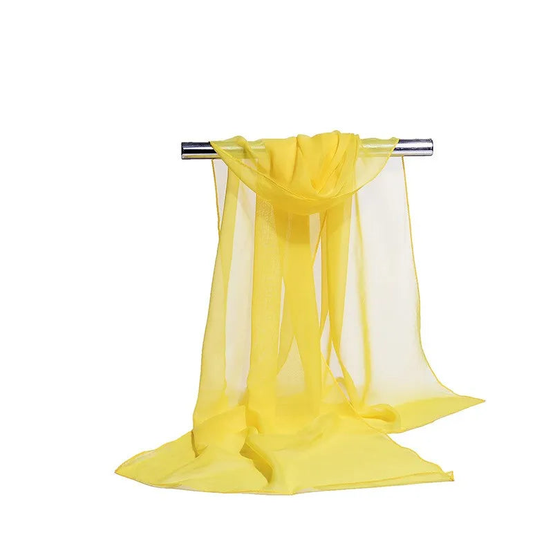Solid Color Silk Chiffon Striped Scarf Shawl Sun Protection Fashion Accessory