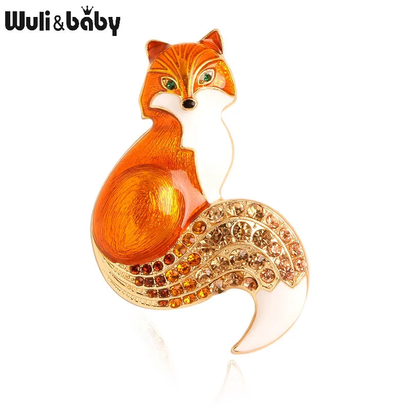 Animal-Themed Rhinestone Enamel Fox Brooch Pin for Women Party & Casual Wear