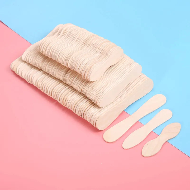 Wooden Ice Cream Popsicle Sticks 50 Pack - Eco-Friendly Dessert Craft Tools