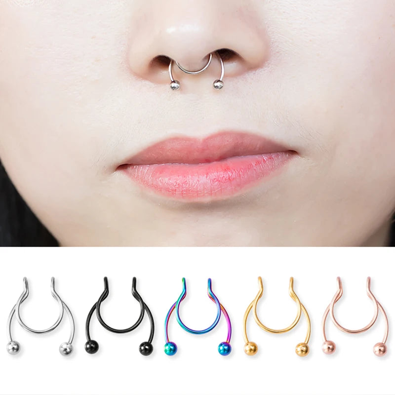 Fake Nose Ring for Men Women Septum Lip Hoop Body Jewelry 20G Surgical Steel
