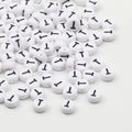 White Acrylic Beads Flat Round Letters for Jewelry Making - Loose Spacer Beads