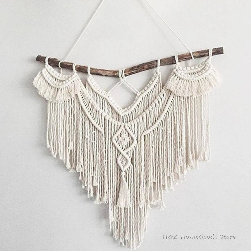 Bohemian Macrame Wall Hanging Tapestry with Tassels for Home Decor - Handmade Woven Art