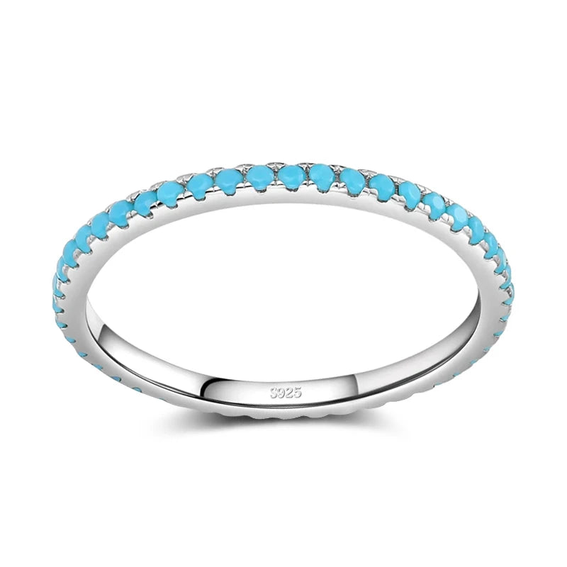 Trendy Tibetan Silver Turquoise Charm Stackable Ring for Women - Fine Jewelry
