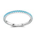 Trendy Tibetan Silver Turquoise Charm Stackable Ring for Women - Fine Jewelry