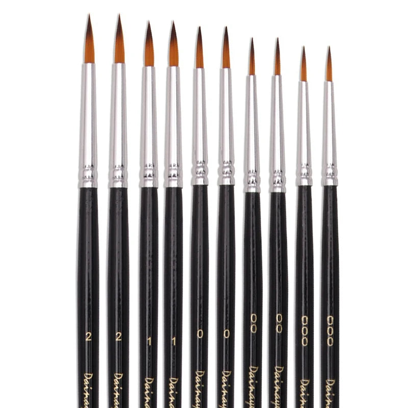 Miniature Detail Paint Brush Set - 10 Soft Fine Art Brushes for Acrylic Watercolor Oil Painting & Model Making