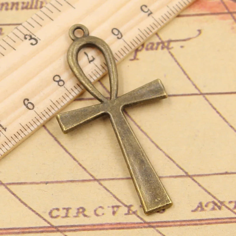 Cross Pendant Charms Egyptian Ankh Life Symbol Jewelry Making Supplies 10pcs