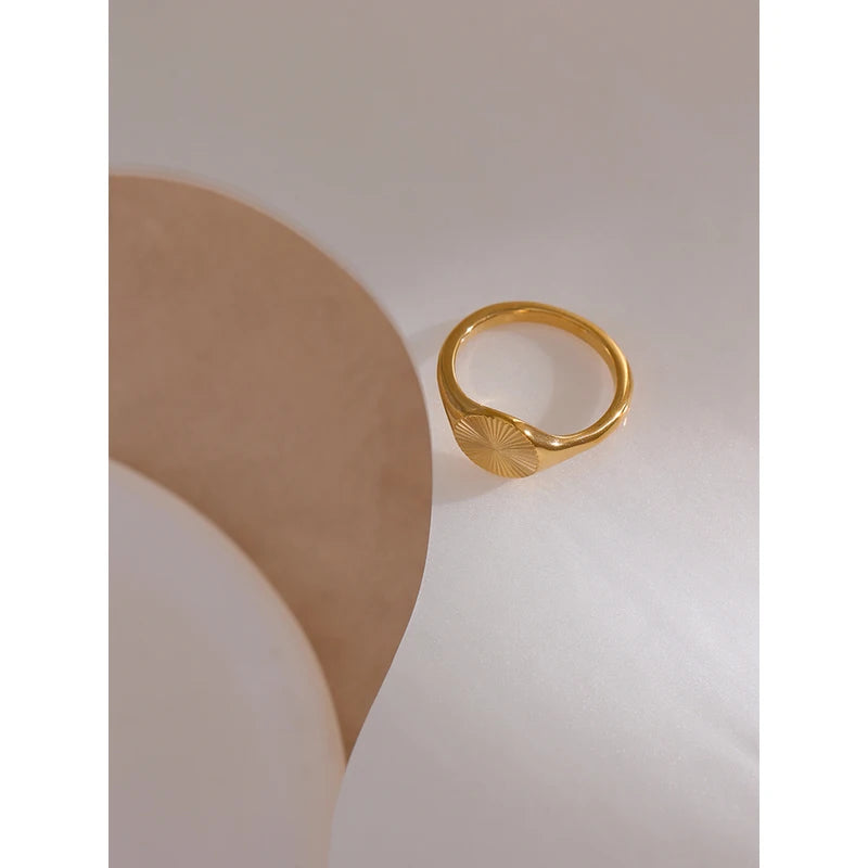 Golden Geometric Stainless Steel Ring for Women - Statement Jewelry, Multiple Sizes