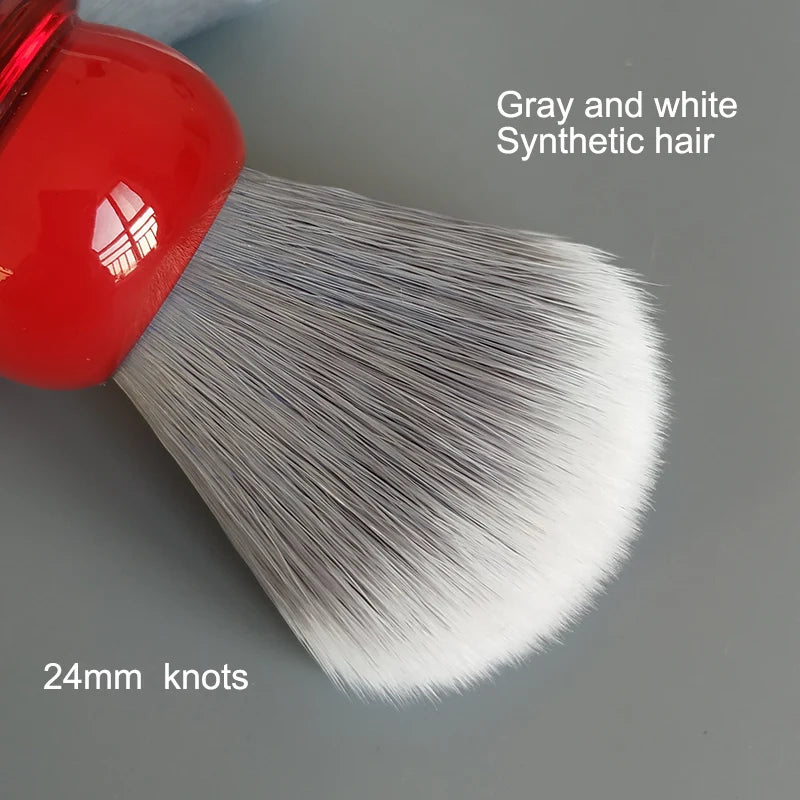 Gentle Hair Shaving Brush with Red Resin Handle & Synthetic Gray Hair for Men