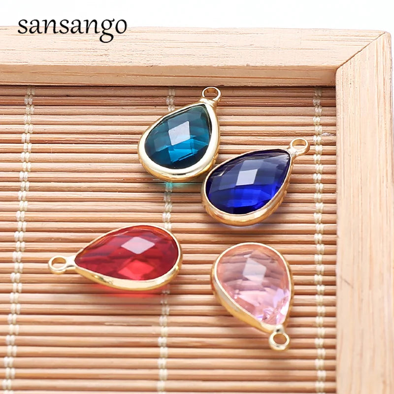 10pcs Water Drop Charms Crystal Alloy Pendants for Jewelry Making DIY Earrings Necklace