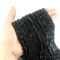 Natural Faceted Black Spinel Beads for Jewelry Making - 2mm-8mm Loose Round Stones
