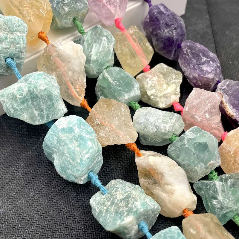Natural Irregular Raw Stone Beads for DIY Jewelry - Lapis Lazuli Amethyst Citrine Amazonite Crystals