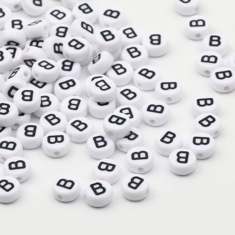50/100/200pcs Alphabet Beads - 7x4mm Acrylic Spacer Beads for Jewelry Making