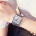 Fashion Women's Square Bracelet Wrist Watch with Diamond-Accented Quartz Movement