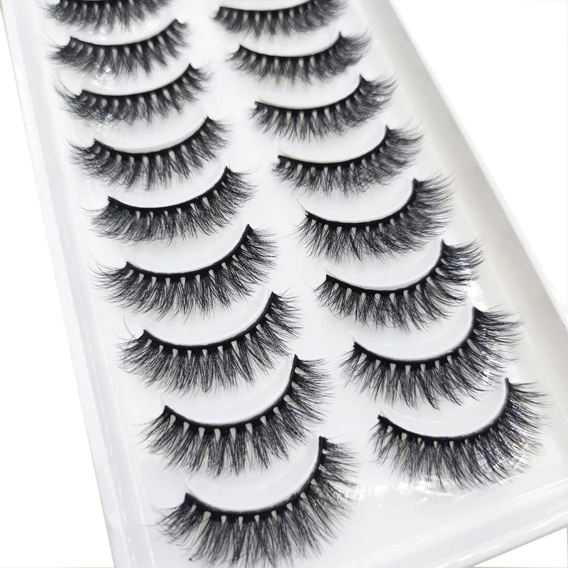 20 Pairs Natural 3D Mink False Lashes Dense Cross & Messy Eye Makeup Extensions