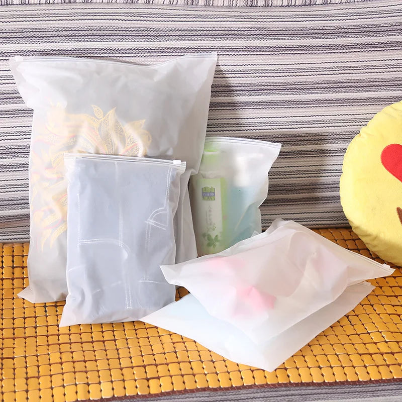 10PCS Waterproof Travel Storage Bags - Plastic Zipper EVA Translucent Packing Pouches