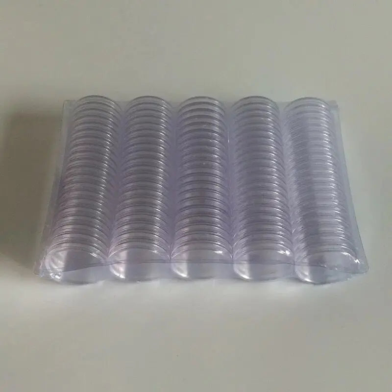 25mm Transparent Coin Holder Capsules Set - 100 Round Storage Cases