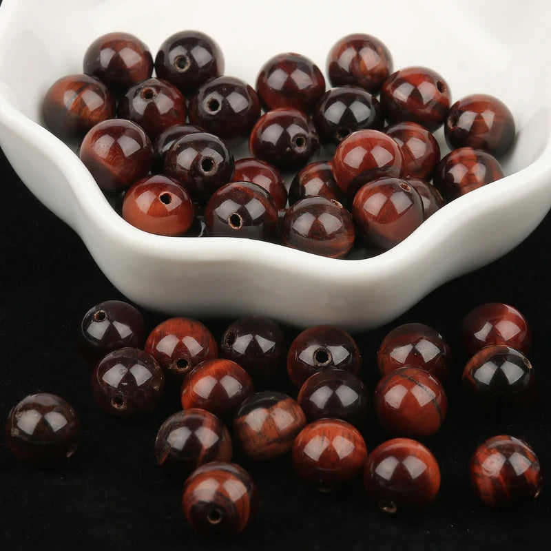 Natural Red Tiger Eye Beads for Jewelry Making - Round Loose Spacer 4-12mm