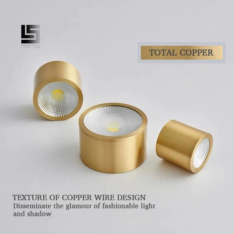 Copper Surface Mounted 7W LED Ceiling Downlight for Living Room & Bedroom