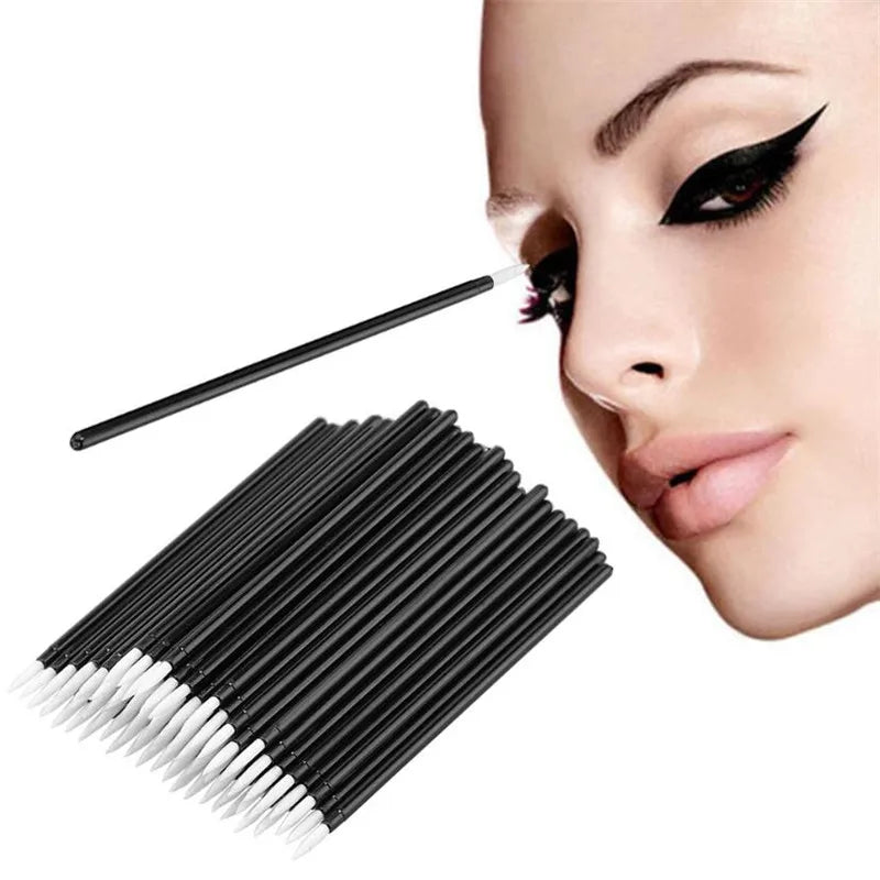 50Pcs Disposable Eyeliner Makeup Brush Set Fine Nylon Fiber Eyeliner Brush