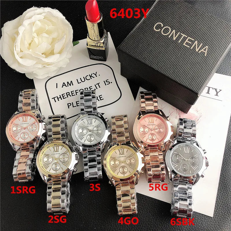 Women's Luxury Rose Gold Quartz Watch with Stainless Steel Bracelet - Multiple Colors