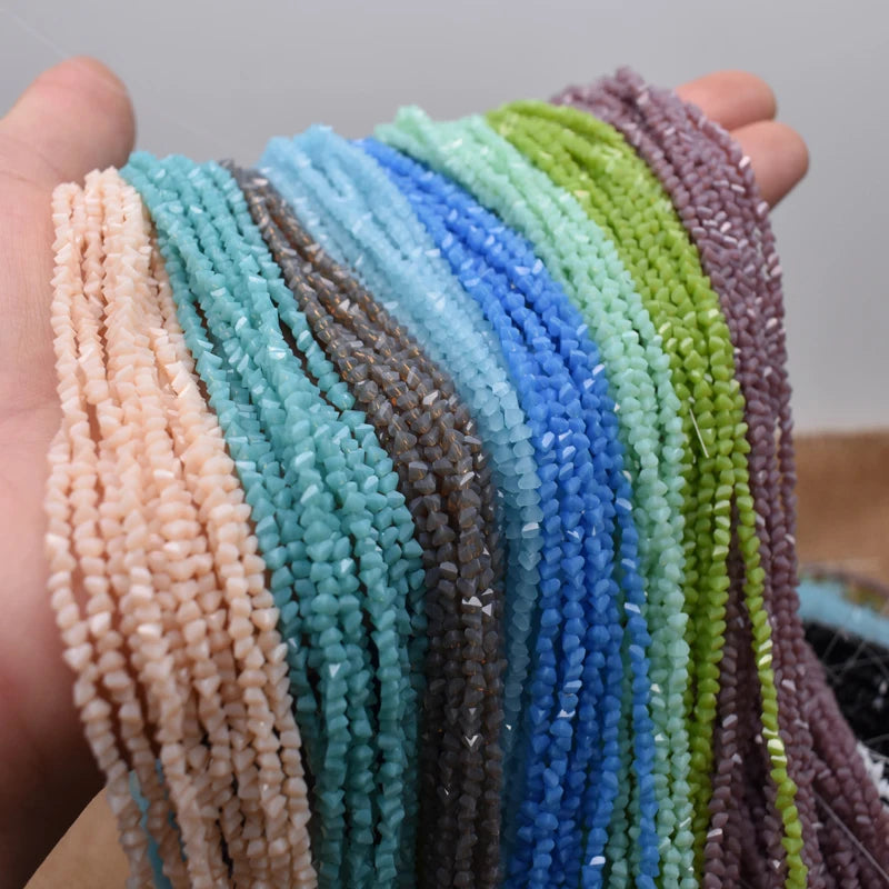 Crystal Glass Beads - 2mm Triangle Seed Beads for Jewelry Making, 130pcs Mixed Colors