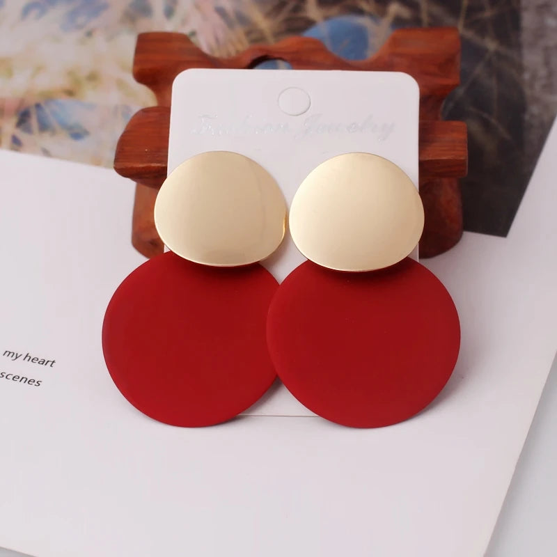 Colorful Double Round Drop Earrings for Women Men Geometric Party Jewelry