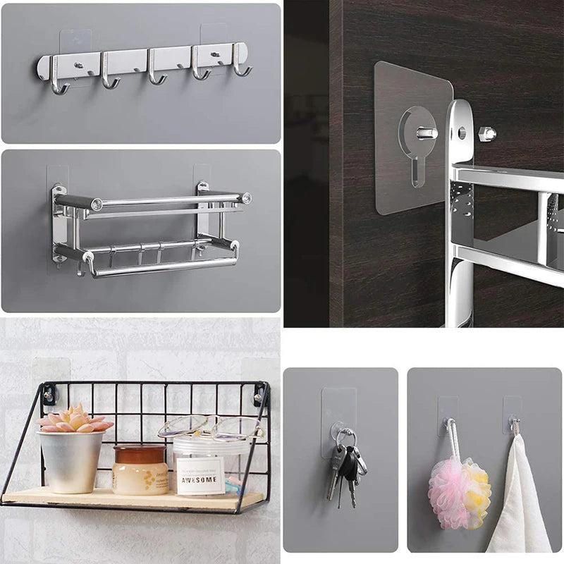 Self-Adhesive Wall Hook Set for Pictures Keys and More - Clear & Durable