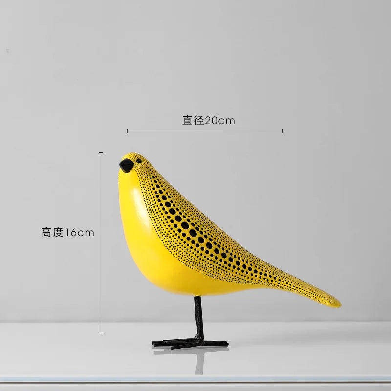 Modern Pumpkin Kusama Yayoi Artistic Sculpture Bird Ornament Home Decor
