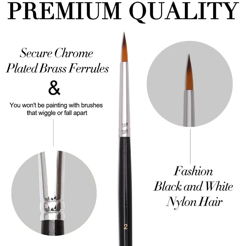 Miniature Detail Paint Brush Set - 10 Soft Fine Art Brushes for Acrylic Watercolor Oil Painting & Model Making