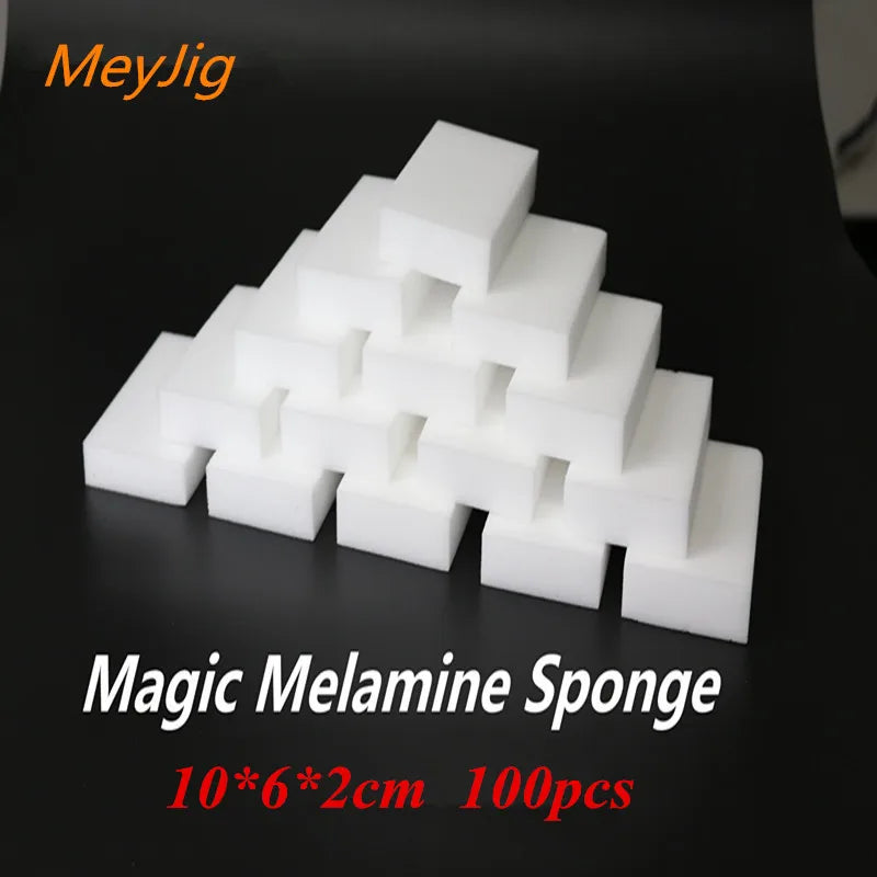 100pcs White Melamine Sponge Erasers for Kitchen & Bathroom Cleaning