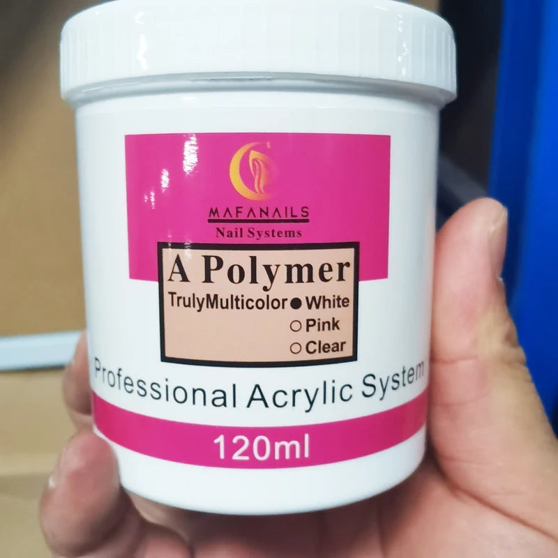 Acrylic Powder Nail Art Dust Set - Long-Lasting Crystal, Pink, White & Clear