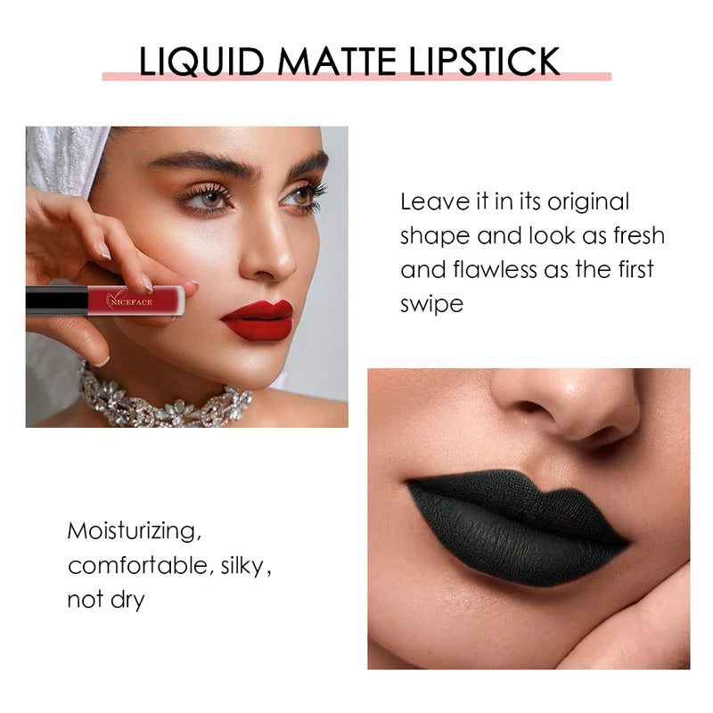 Long Lasting Waterproof Matte Lip Gloss - Nude, Velvet Finish, 34 Colors