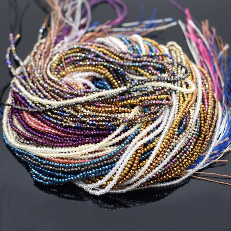 Crystal Glass Beads 1x2mm Rondelle Spacer Beads for Jewelry Making - 220pcs