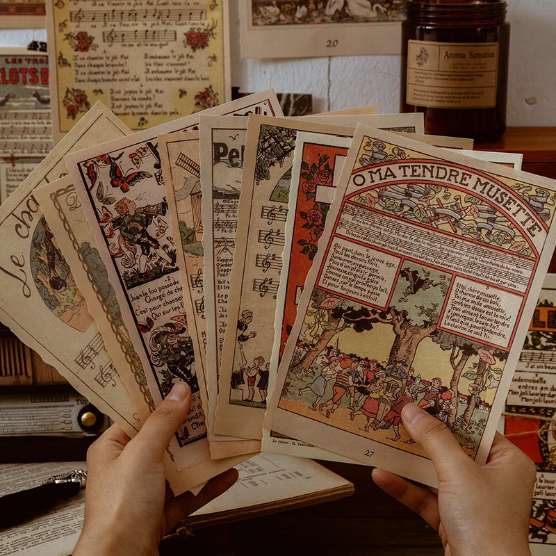 10 Pcs Vintage Old Book Page Scrapbooking Paper Decorations DIY Retro Backgrounds