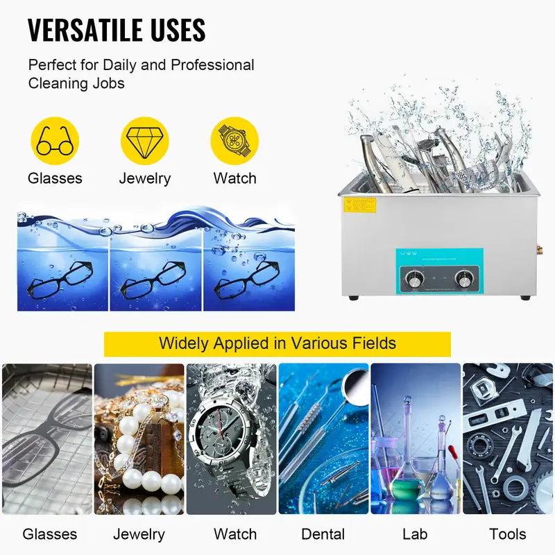 Electric Ultrasonic Cleaner 3L-30L Portable Washing Machine for Home & Office