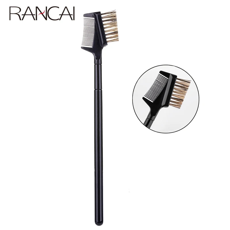 Double Headed Eyelash & Eyebrow Comb Makeup Brush - Wooden Handle