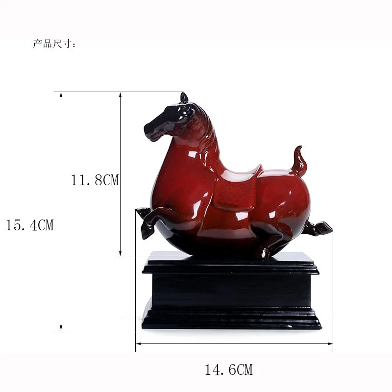 Chinese-Style Ceramic Pony Ornaments Home Decor Study Room Crafts Living Room Figurines