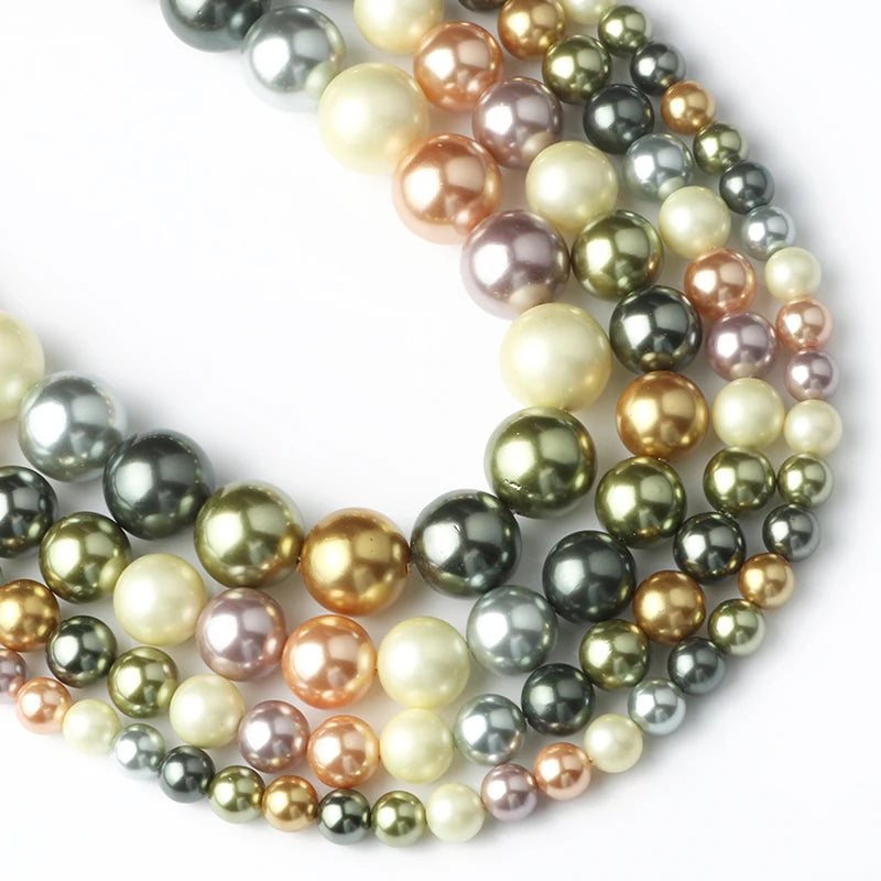 15 Colors Shell Pearls Beads for Jewelry Making Natural Shell Round Loose Spacer Beads