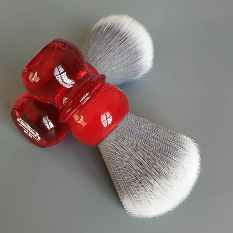 Gentle Hair Shaving Brush with Red Resin Handle & Synthetic Gray Hair for Men