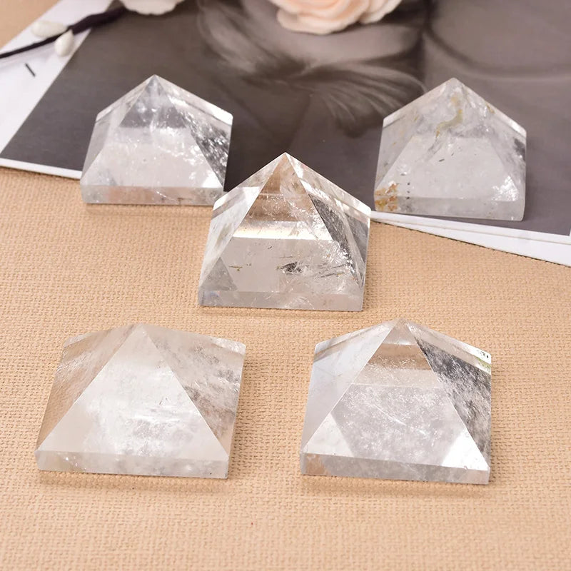 Natural Clear Quartz Pyramid Crystal for Healing Chakra Meditation Home Decor