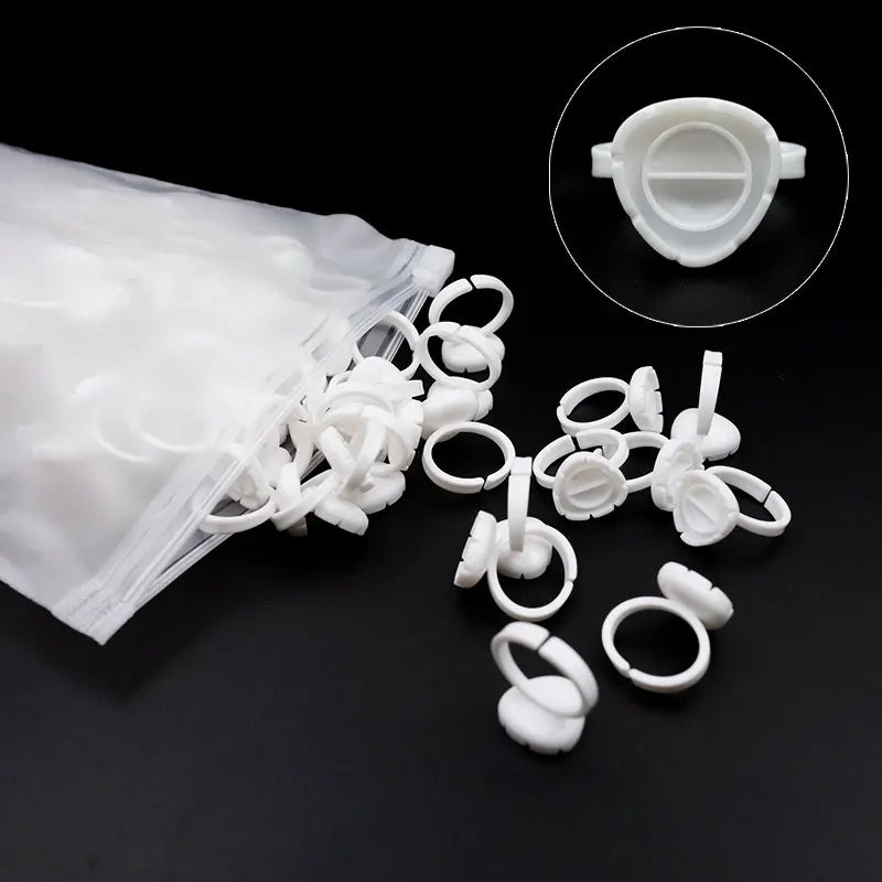 100pcs Eyelash Extension Glue Holder Cups Fan Lash Makeup Tool