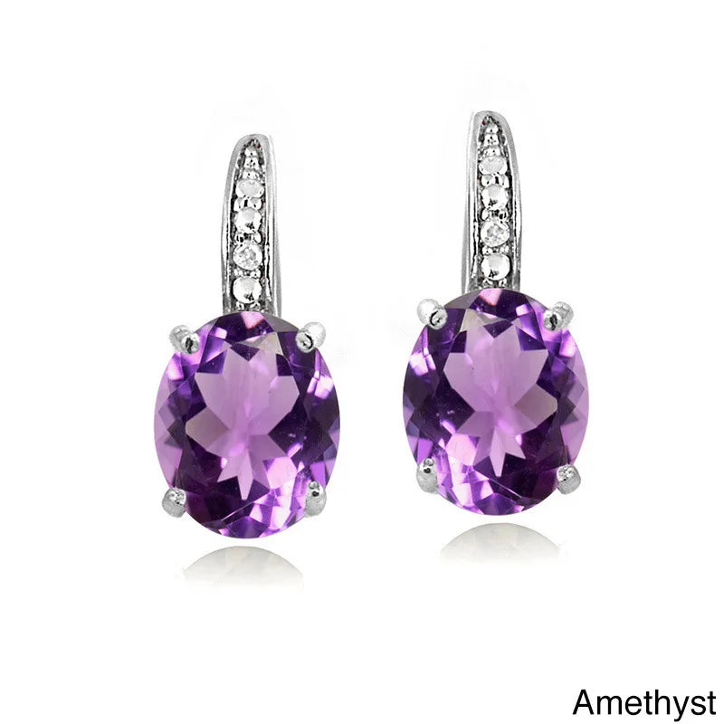 925 Sterling Silver Earrings with Colorful Gemstones and 18k Gold Ear Buckle for Women